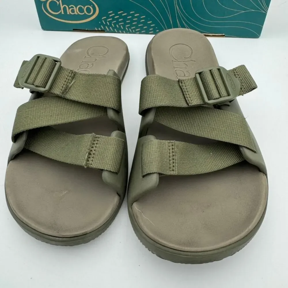 Chaco Chillos Slide Fossil Olive Green Men’s Size 7 Adjustable Comfort Sandals